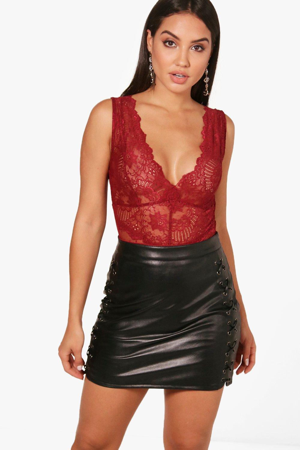 lace bodysuit with skirt