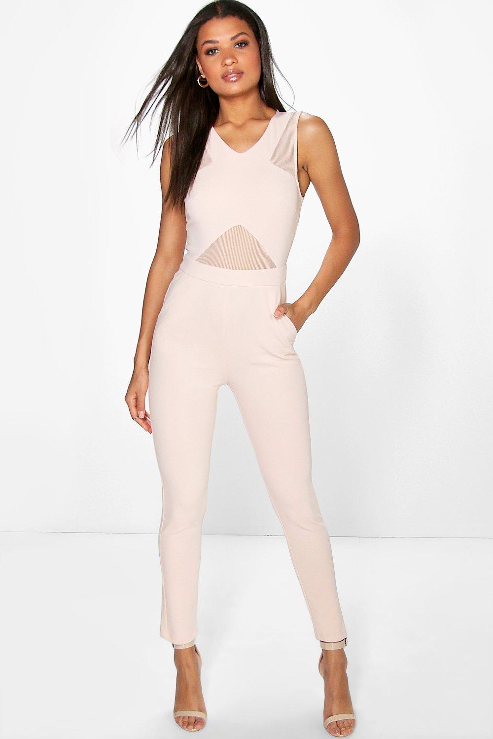 mesh insert jumpsuit