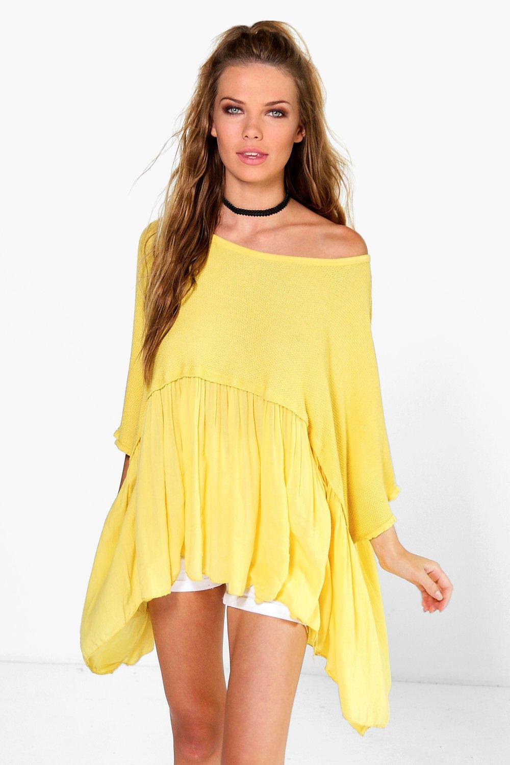 Roxy Chiffon Knitted Top at boohoo.com