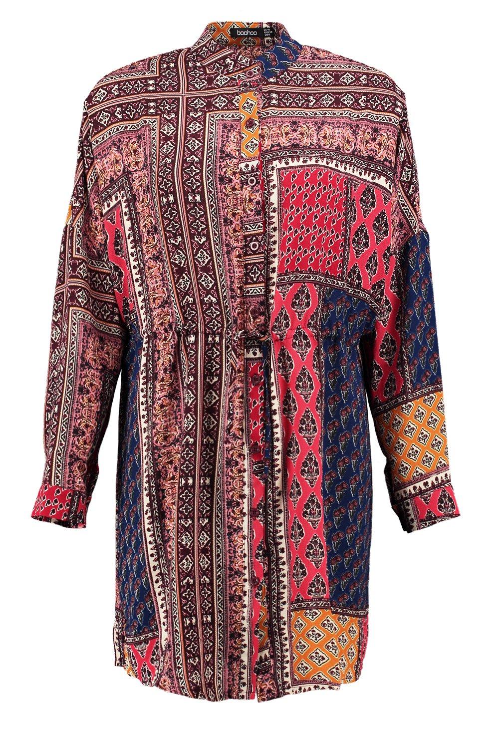 Boohoo Womens Kerry Scarf Paisley Print Shirt Dress | eBay