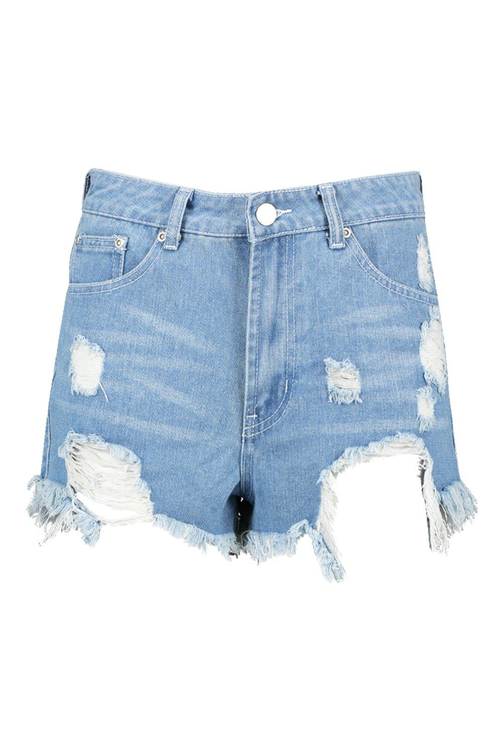 high rise distressed jean shorts