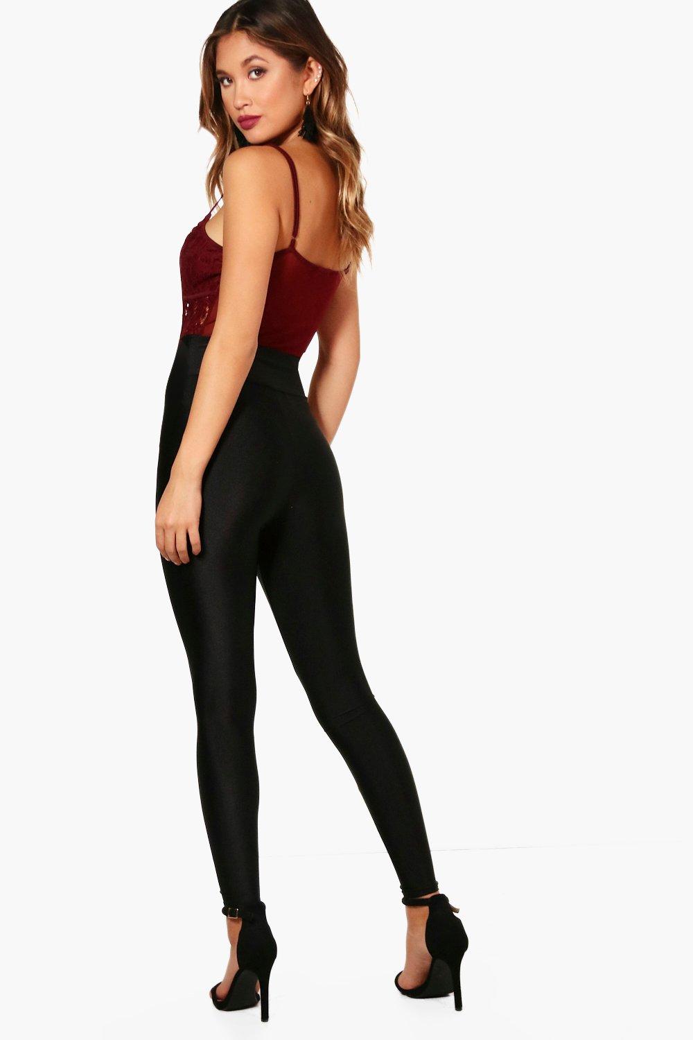 

Ankle Grazer High Waist Disco Leggings, Черный