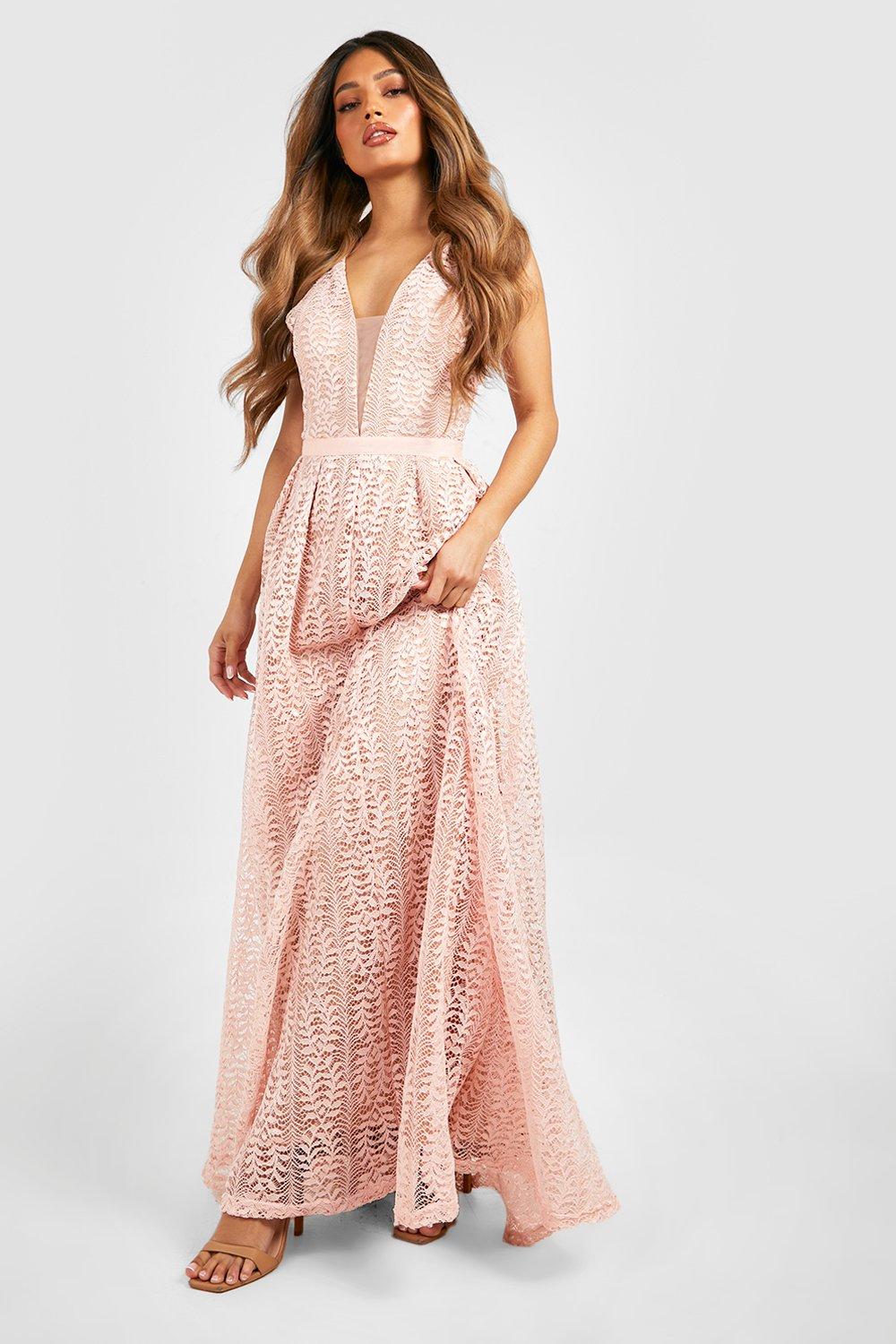 peach maxi bridesmaid dress