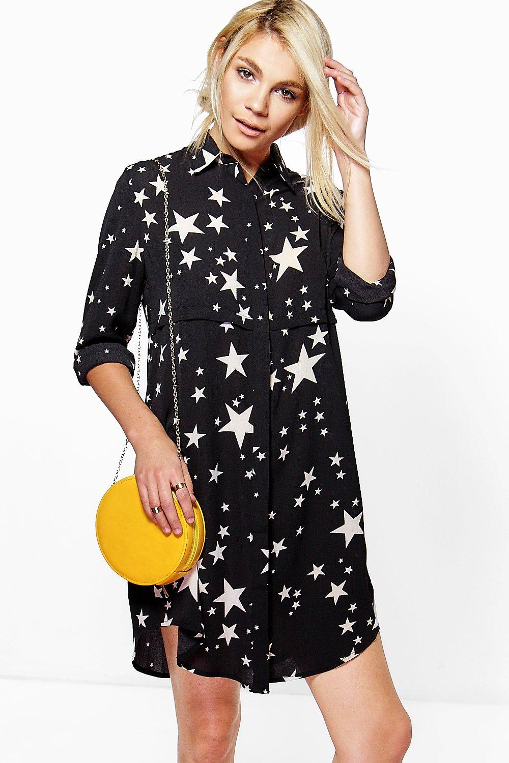 star print shirt dress