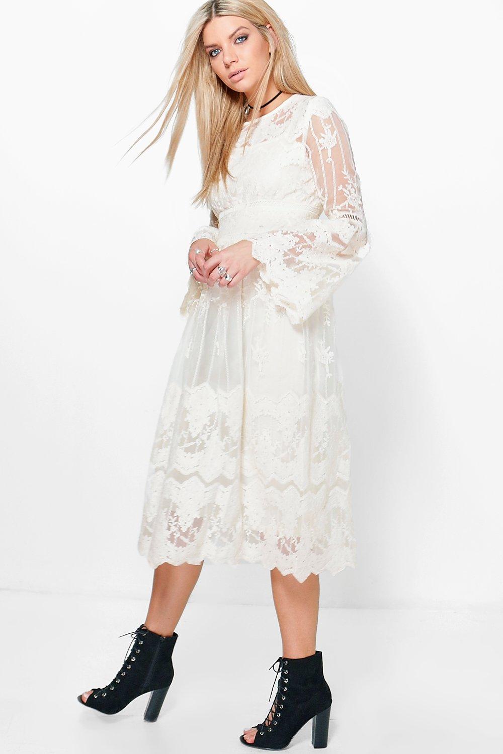 boohoo cream dress