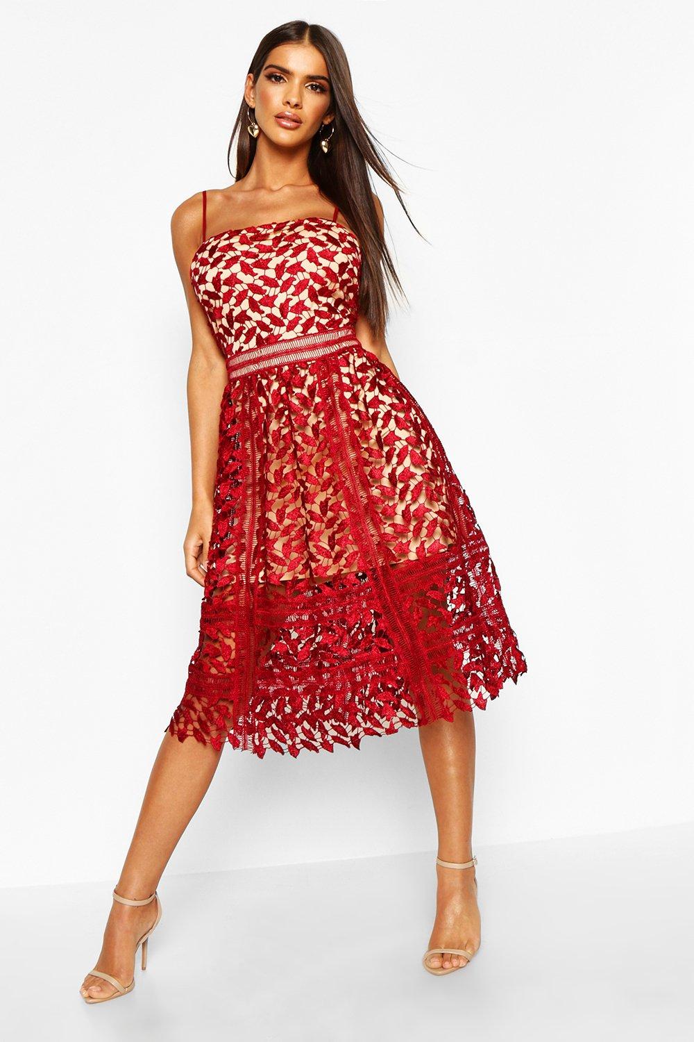 Corded lace detail midi skater dress on sale