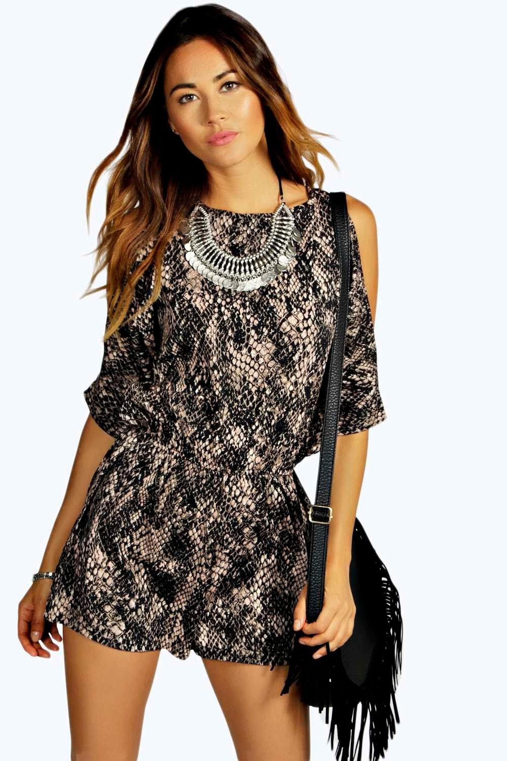 boohoo snake print playsuit