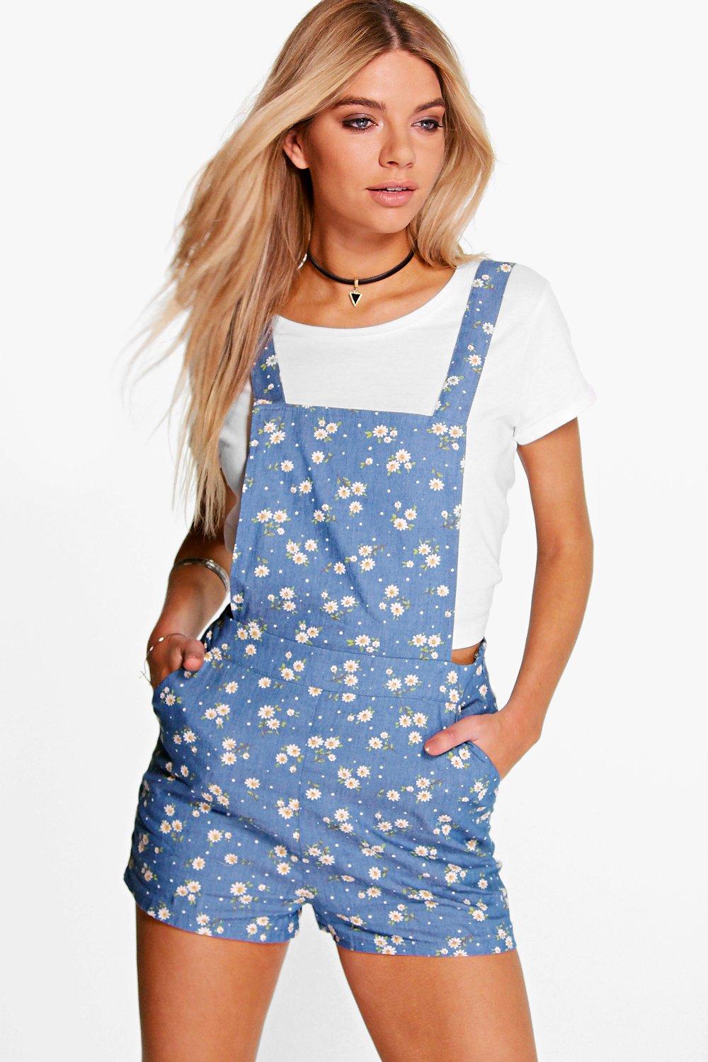 boohoo denim playsuit