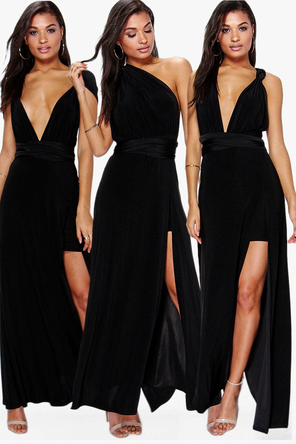 

Multiway Side Split Skirt Maxi Dress, Черный