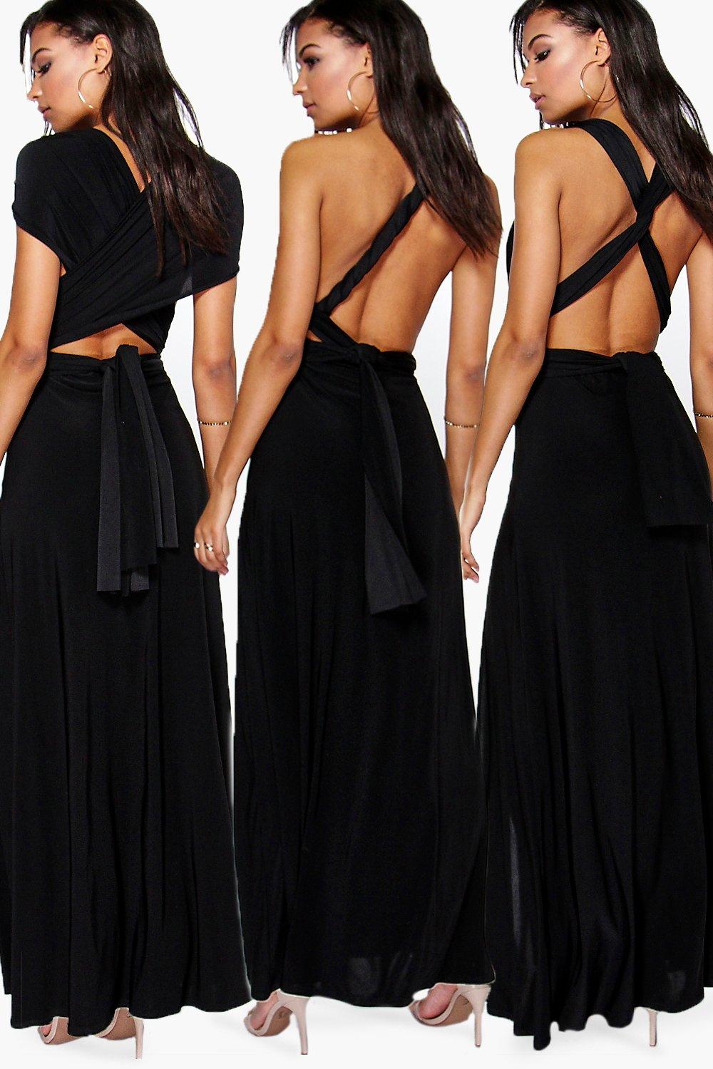 

Multiway Split Leg Maxi Bridesmaid Dress, Черный