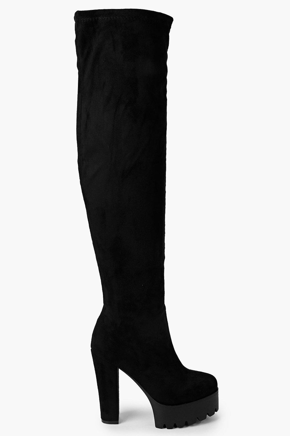 cleated knee high boots