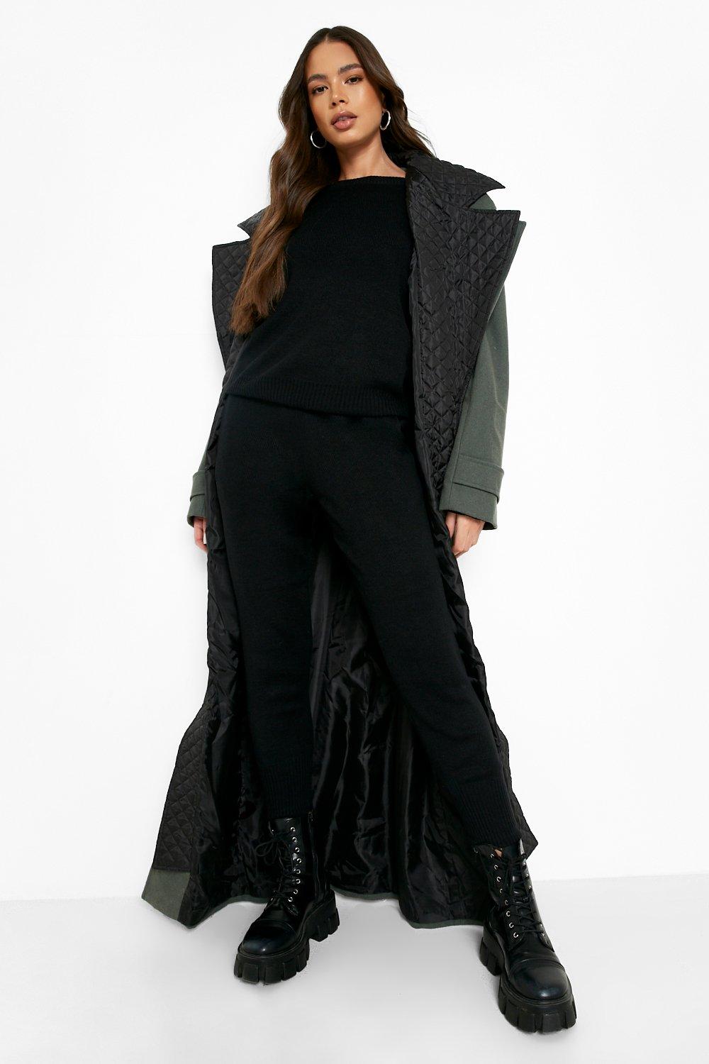 Womens Boutique Heavy Knitted Tracksuit - Black - M, Black