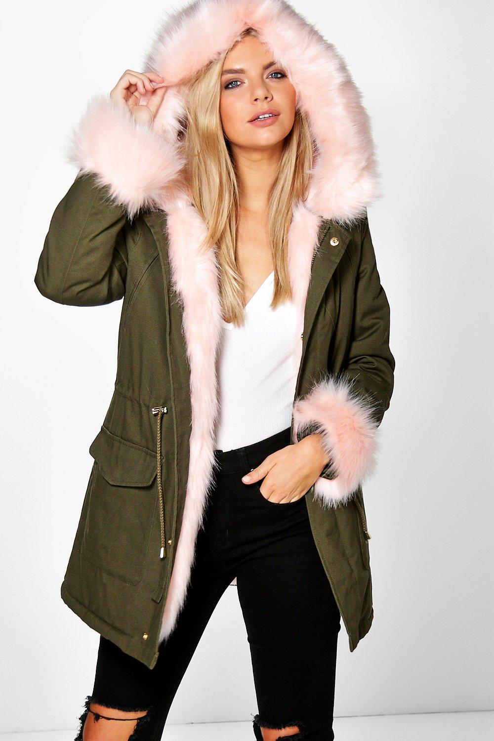 pink fur parka