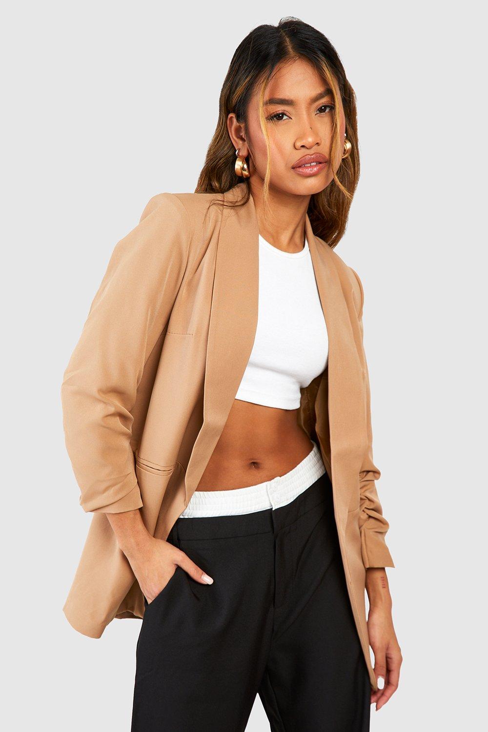 Image of Blazer con ruches sulle maniche, Beige