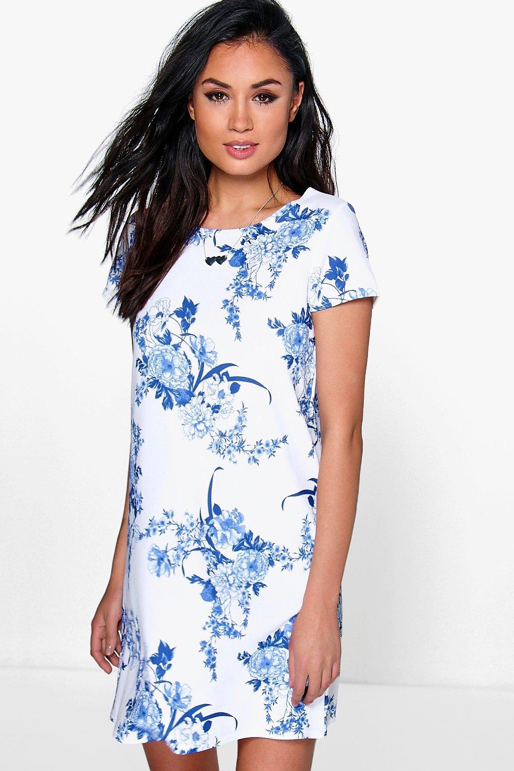 boohoo floral shift dress