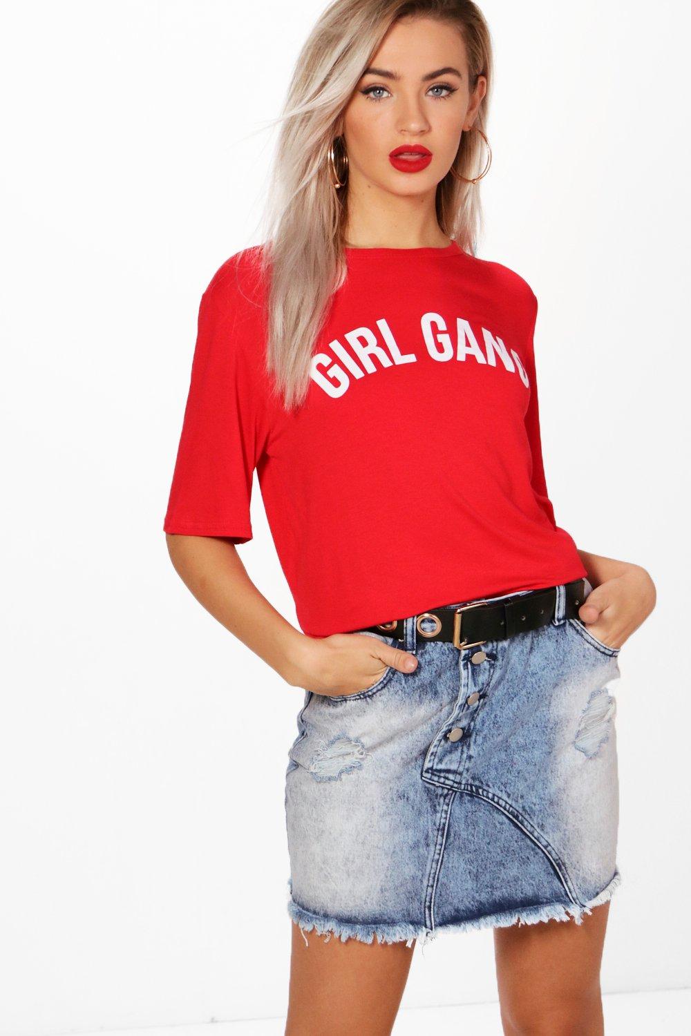 Flora Girl Gang Oversized T-Shirt | Boohoo