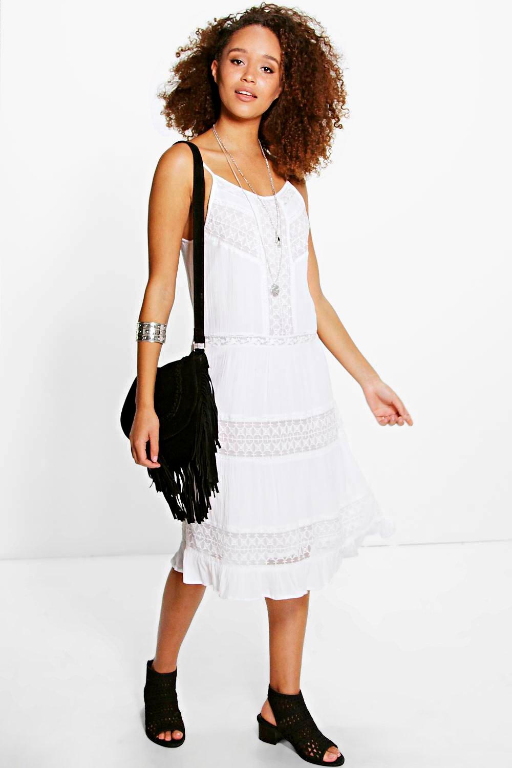 lace insert midi dress