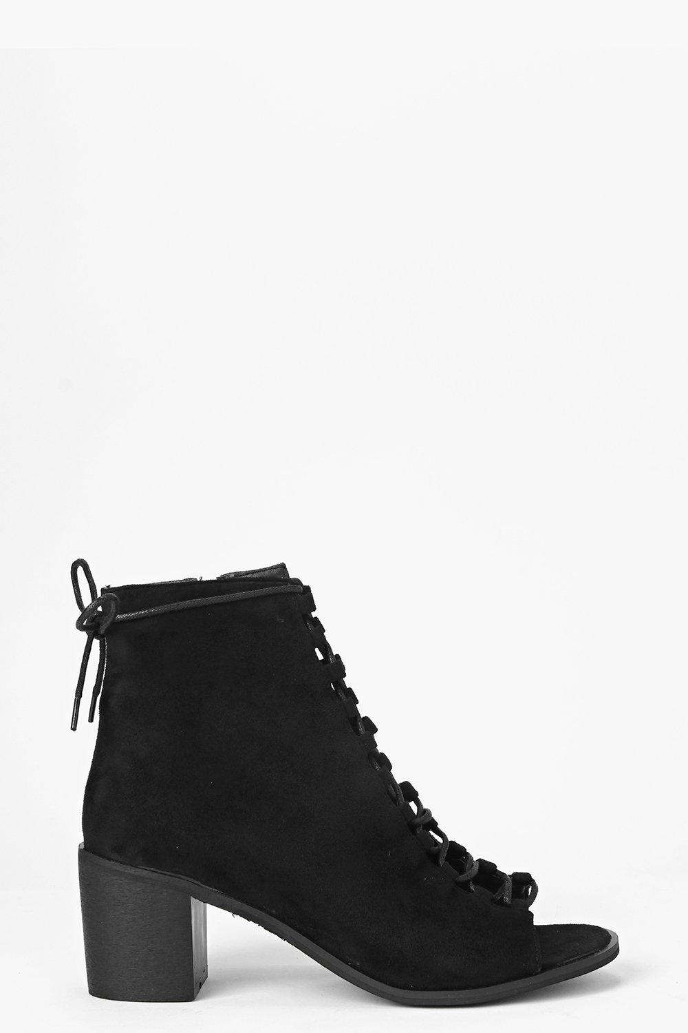 Peeptoe Lace Up Shoe Boots | Boohoo