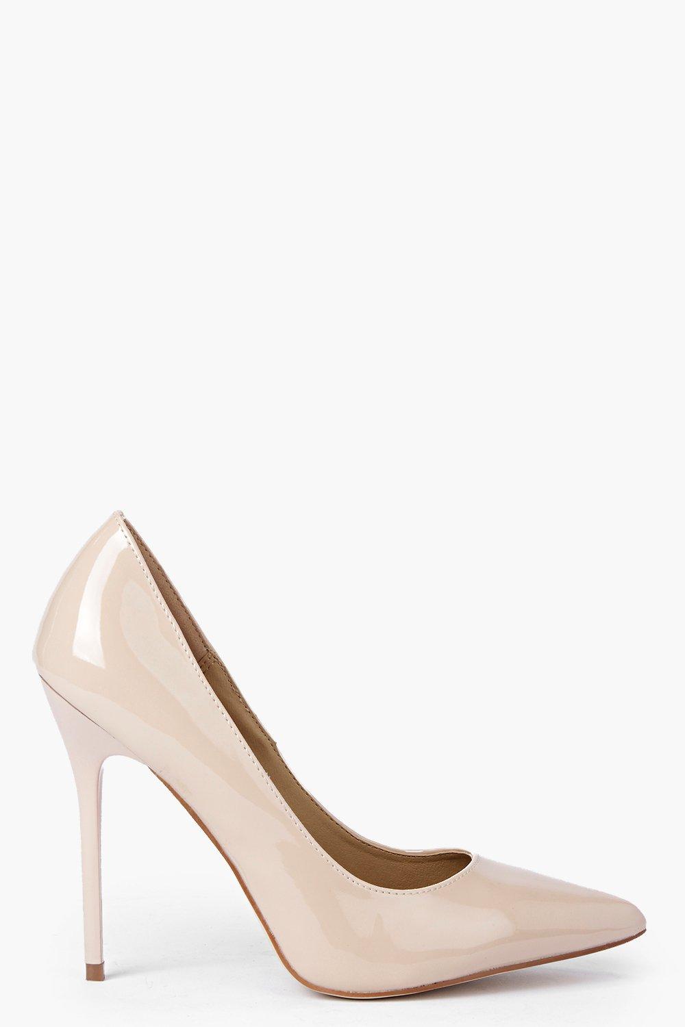 patent nude court shoes