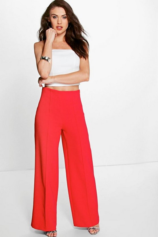 Isabel High Waist Pin Tuck Kick Flare Trousers