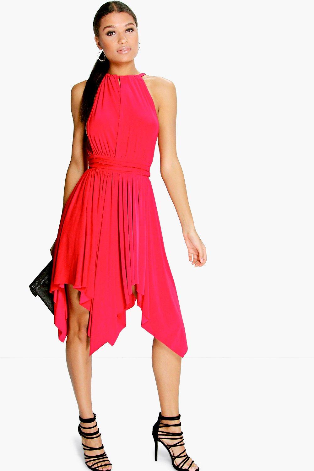 Red Handkerchief Hem Dress
