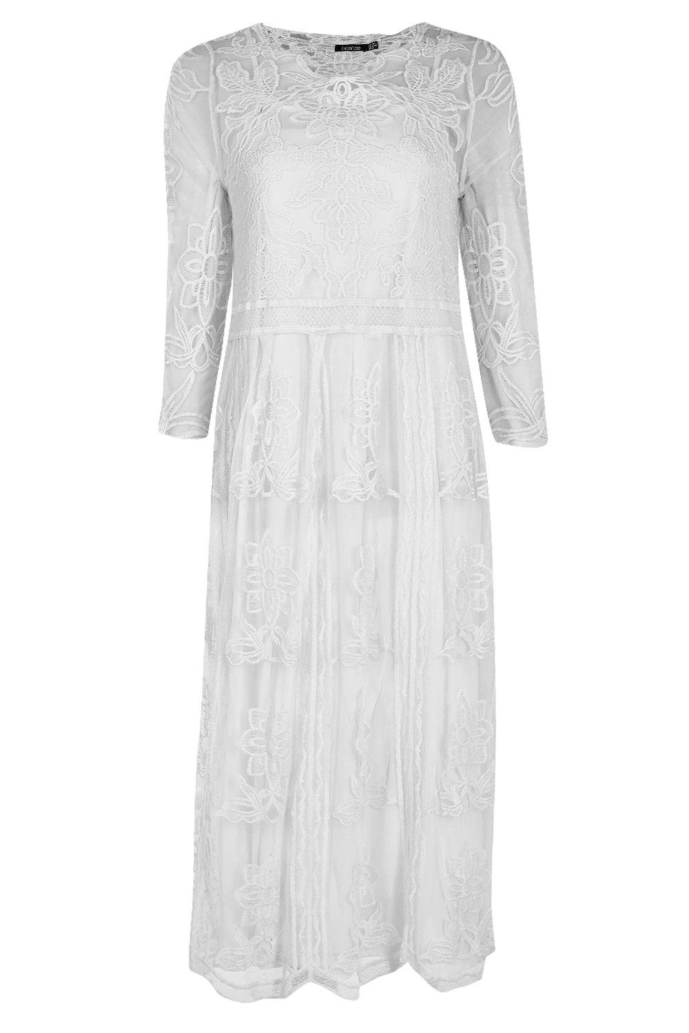 Boohoo Womens Arianne Embroidered Lace Midaxi Dress | eBay