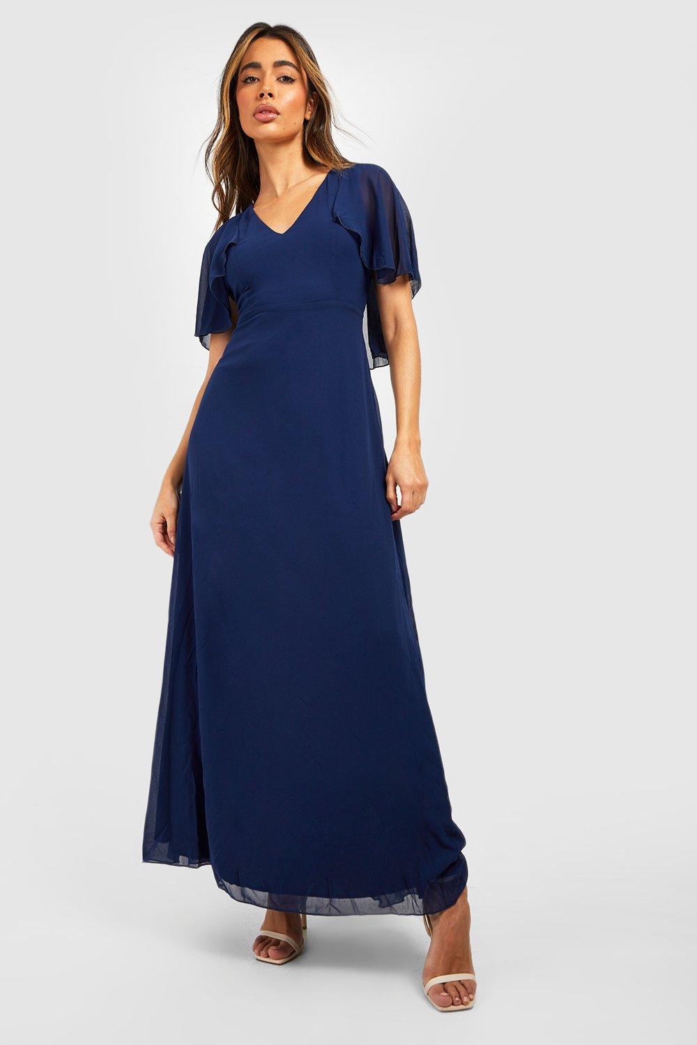 boohoo chiffon cape detail maxi dress