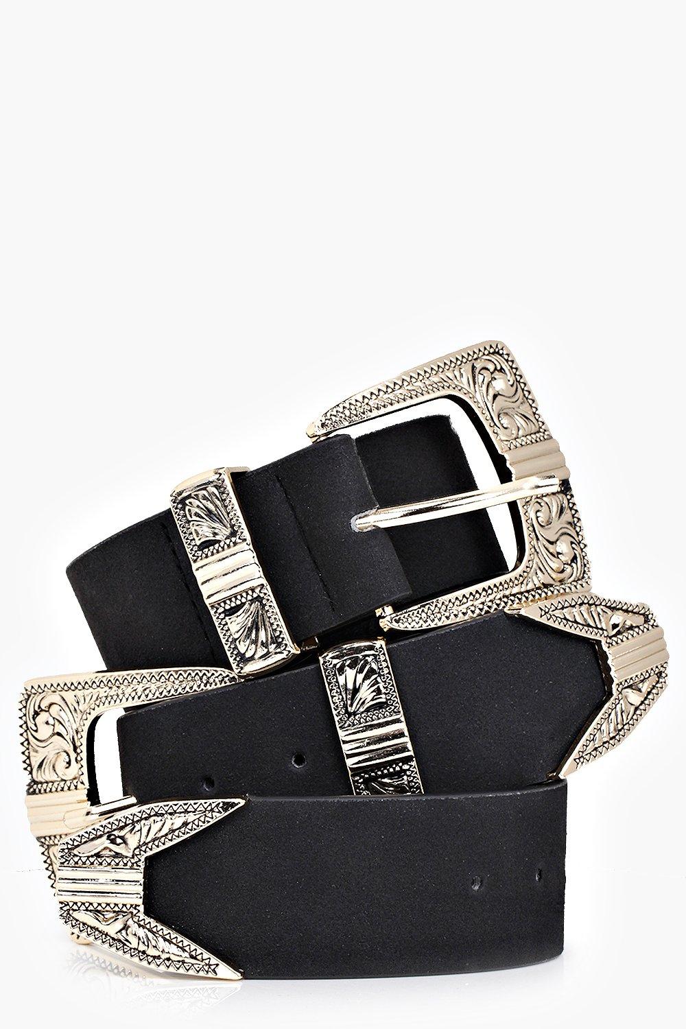 double buckle western belt