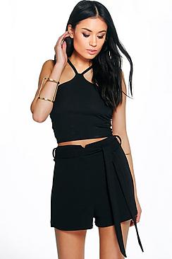 Alice Crepe Belted Shorts