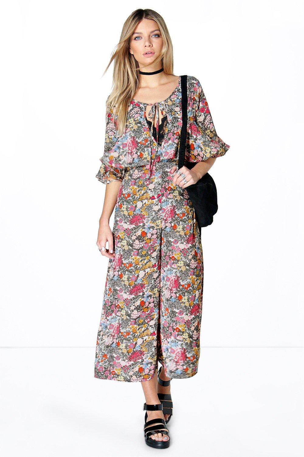 floral jumpsuit boohoo