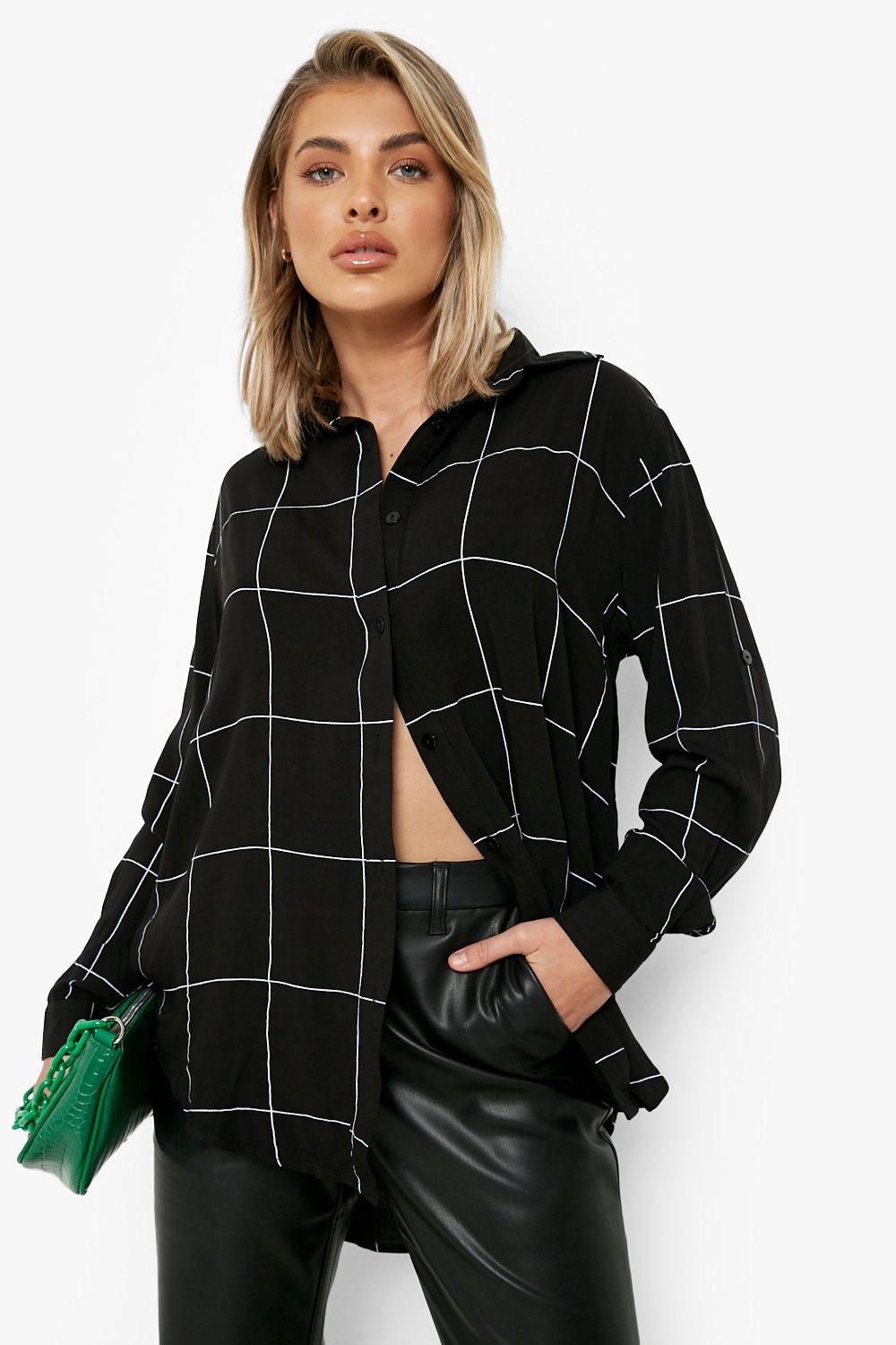 

Свободная рубашка в крупную клетку, Black