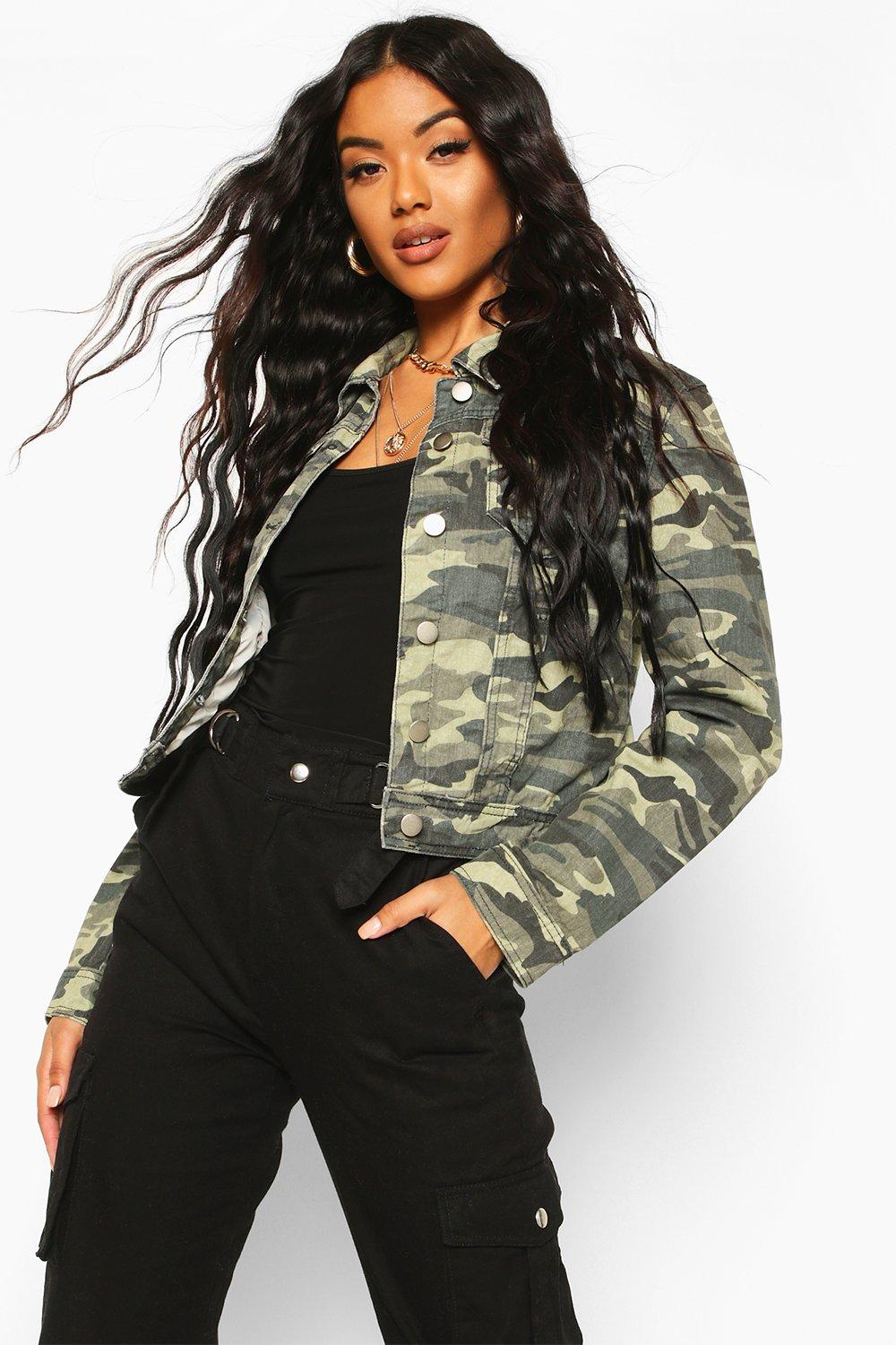 Boohoo Womens Ally Camouflage Denim Jacket | eBay