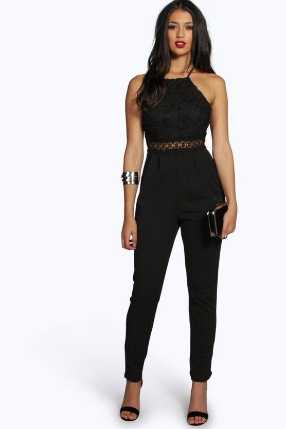 Boutique Elle Floral Embroidered Strappy Jumpsuit | Boohoo