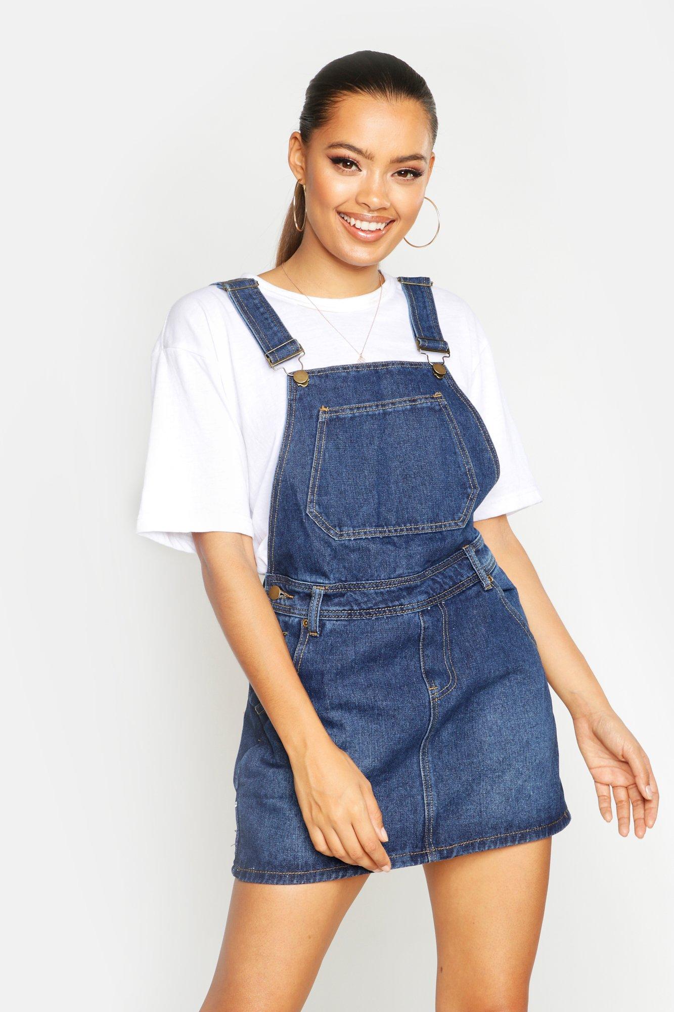 plus size denim pinafore dress uk