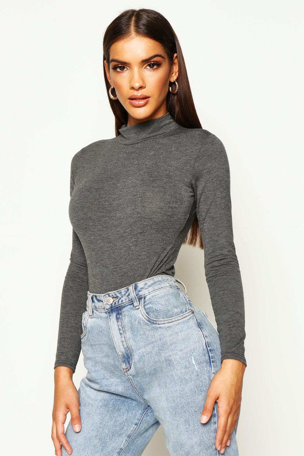 Basic Turtle Neck Long Sleeve Bodysuit Boohoo