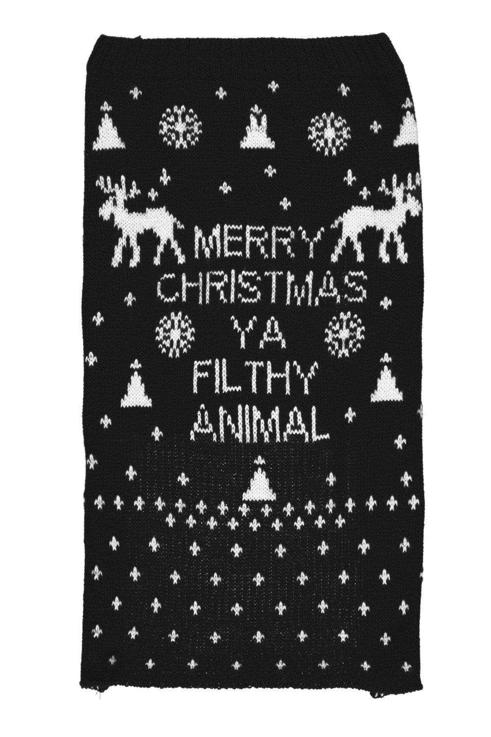 

Джемпер Lassie для собак с надписью «Merry Xmas Ya Filthy Animal», Black