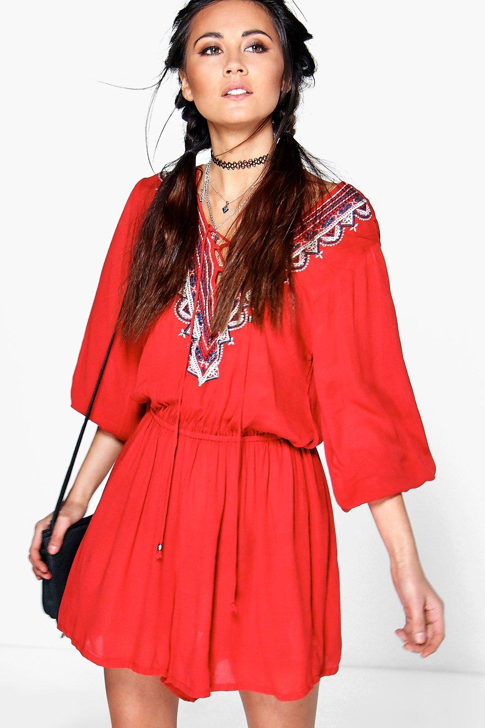 boohoo red playsuit