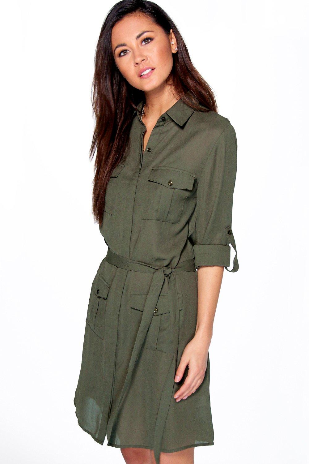 Boohoo Womens Sasha Utility Shirt Dress | eBay