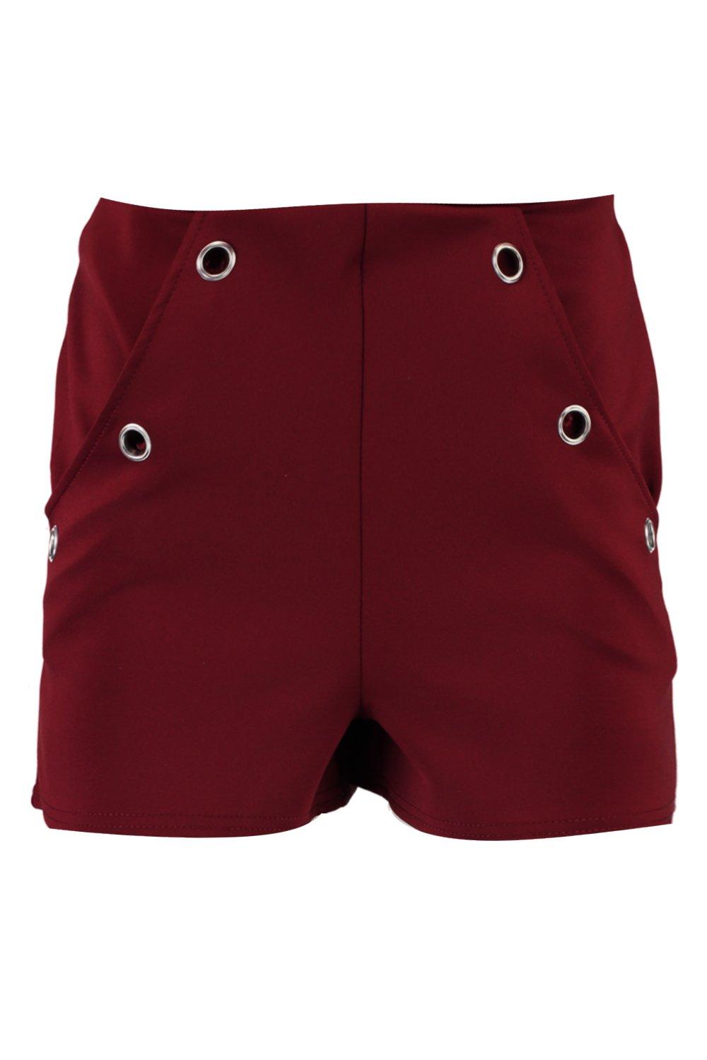 

Eyelet Detail Short, Ягодный
