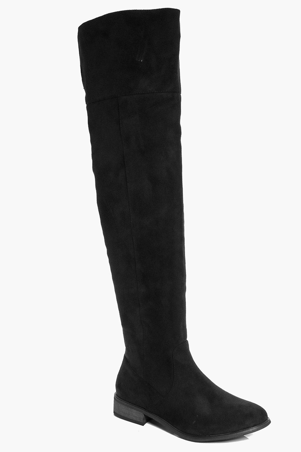 black over the knee flat boots