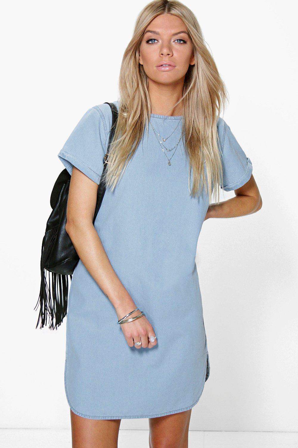 denim shift dress