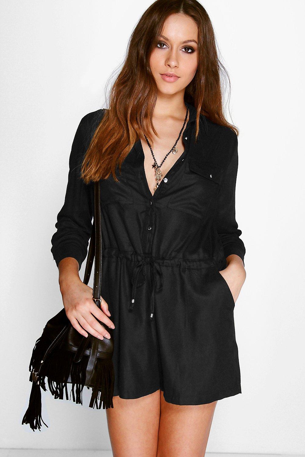 long sleeve playsuit boohoo