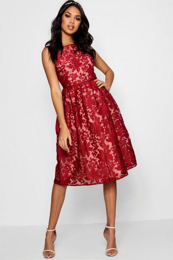 Boutique Aria Embroidered Organza Skater Dress