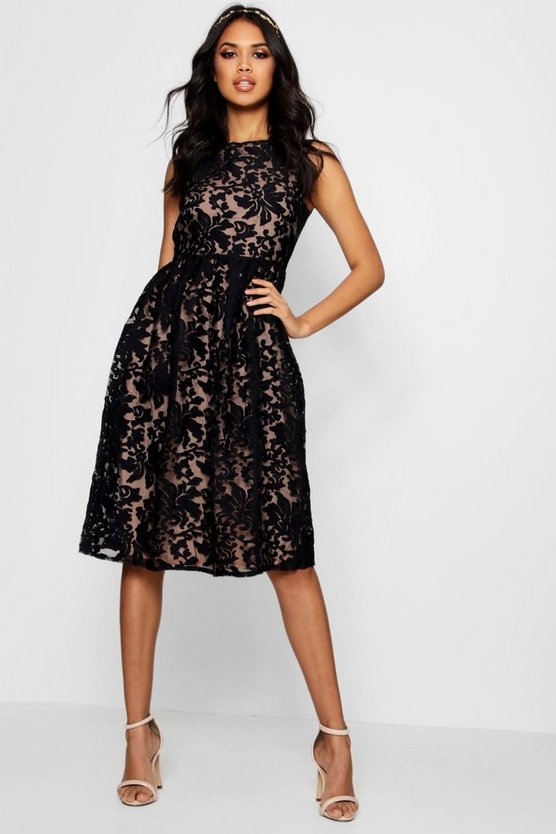 Boutique Aria Embroidered Organza Skater Dress | Boohoo