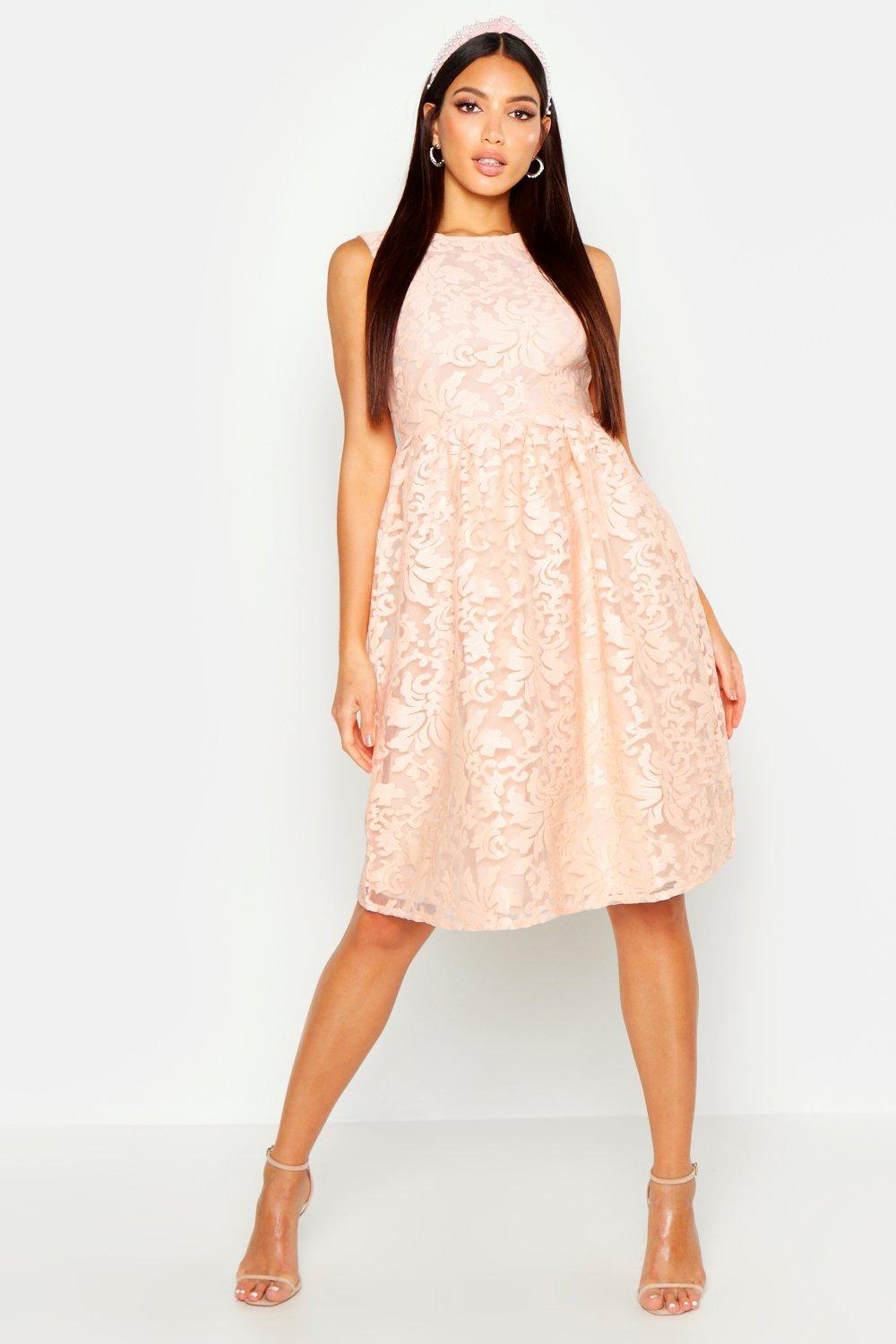 boutique embroidered organza skater dress