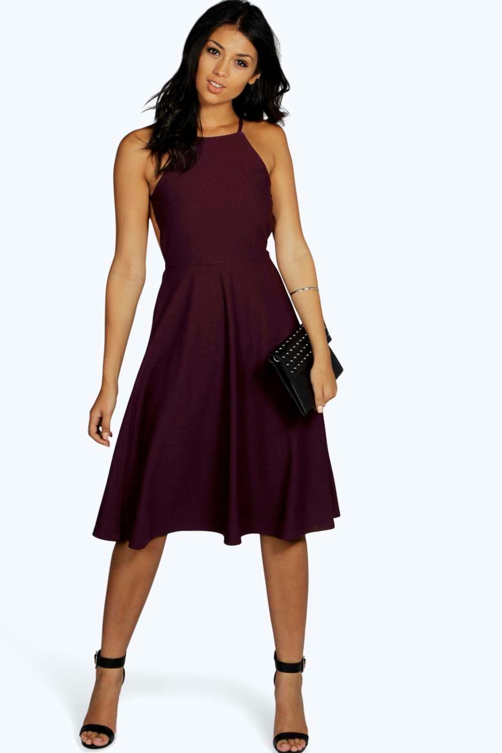 strappy midi skater dress