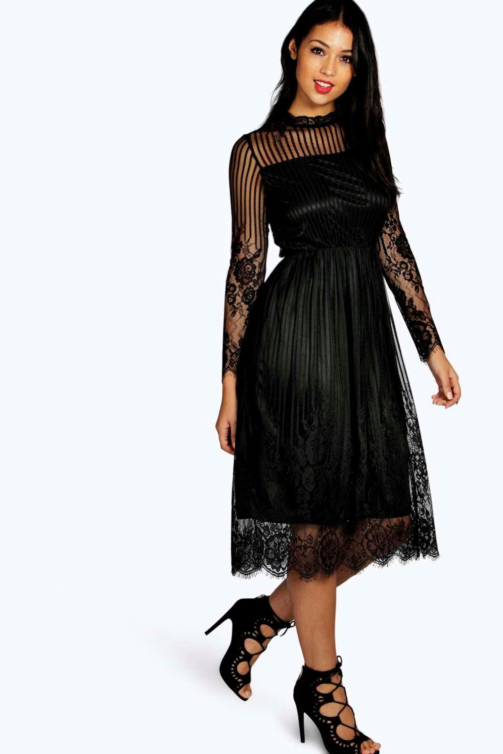 boohoo black dress lace