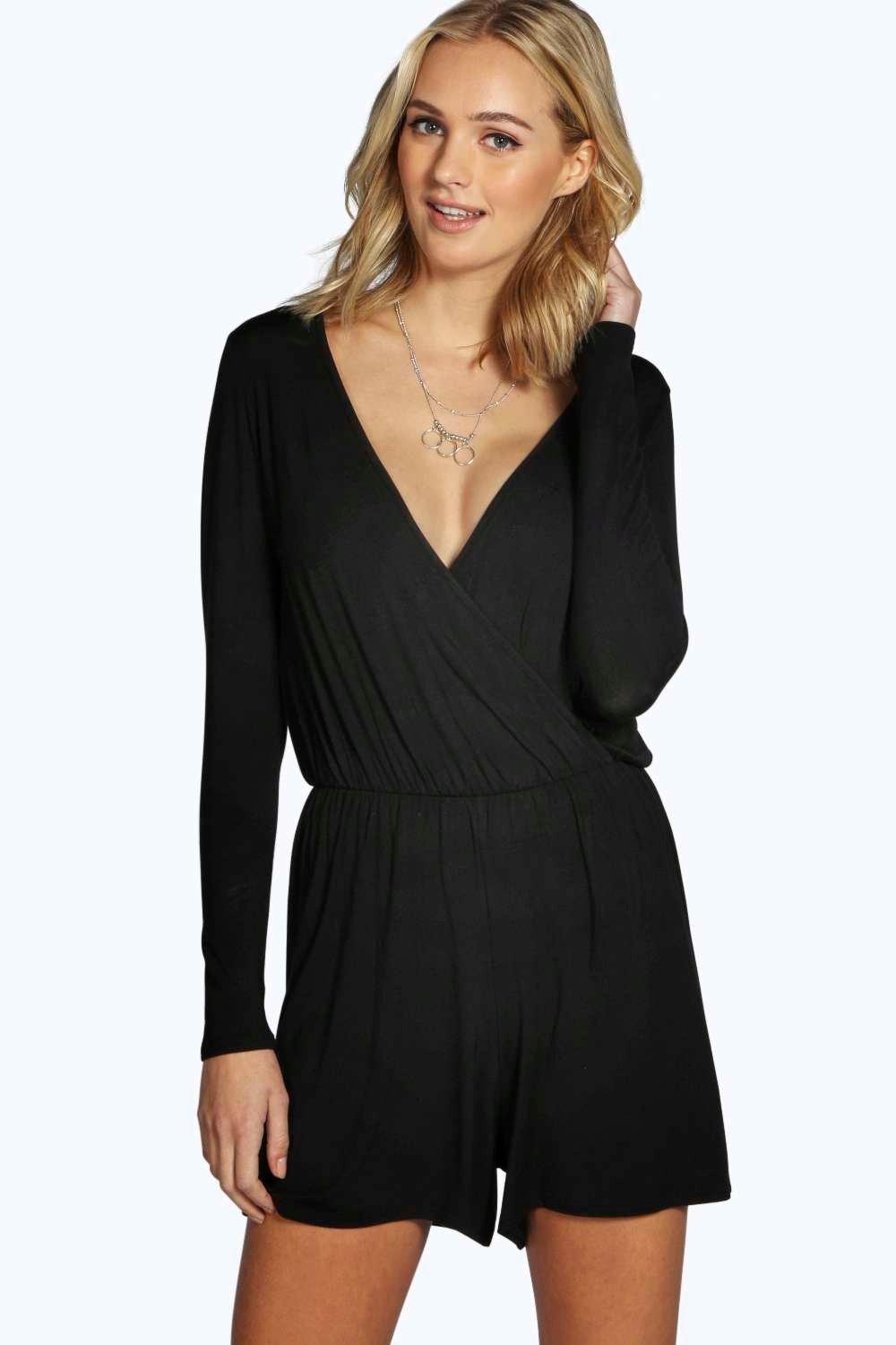 long sleeve playsuit boohoo