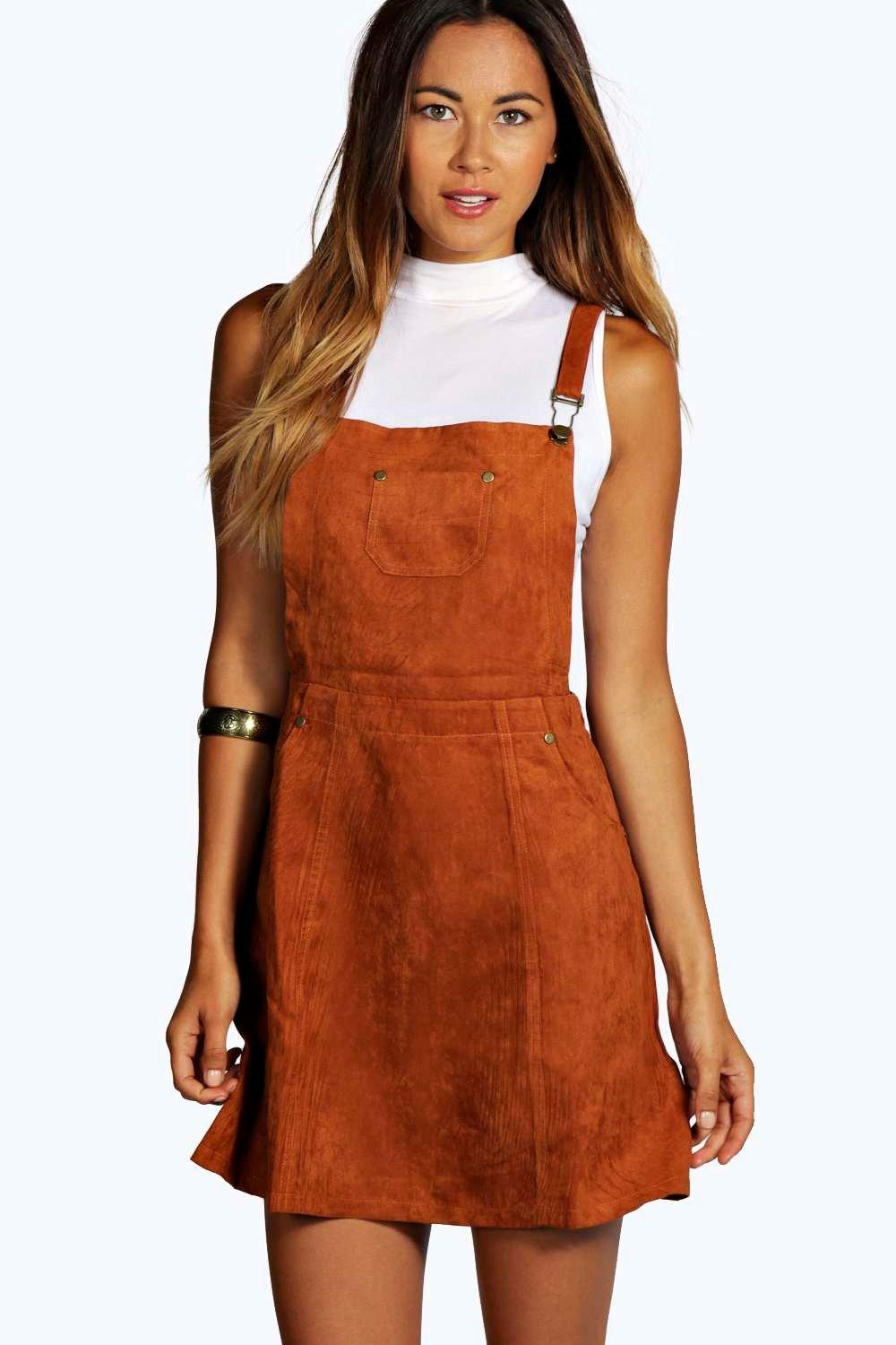 orange dungaree dress