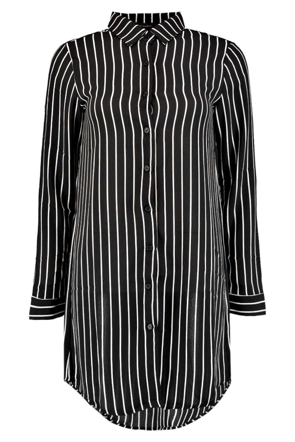 Boohoo Womens Zoe Oversized Striped Long Sleeve Shirt | eBay